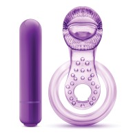 Anillo para el Pene Blush Play con Vibración y Doble Correa - Morado