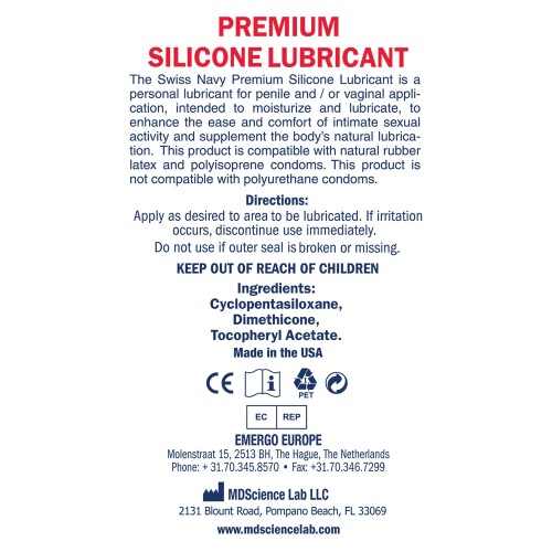 Lubricante de Silicona Swiss Navy - 32 oz