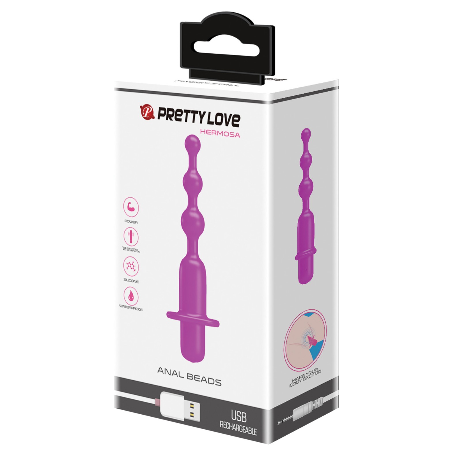 Pretty Love Hermosa Anal Beads Vibrator - Fuchsia