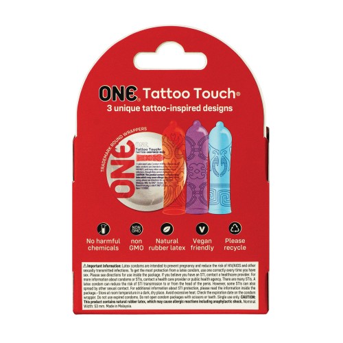 One Tattoo Touch Condoms - Pack of 3 - Safe Sex