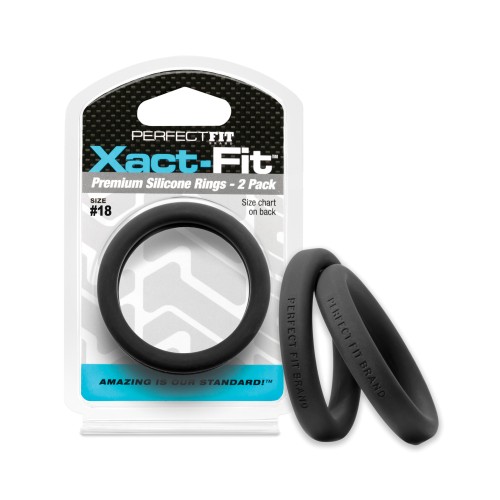 Perfect Fit Xact Fit #18 Black Cock Rings Pack of 2