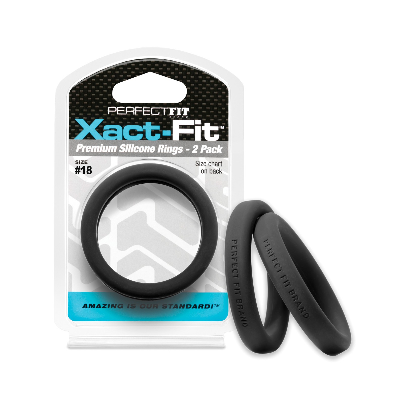 Perfect Fit Xact Fit #18 Black Cock Rings Pack of 2