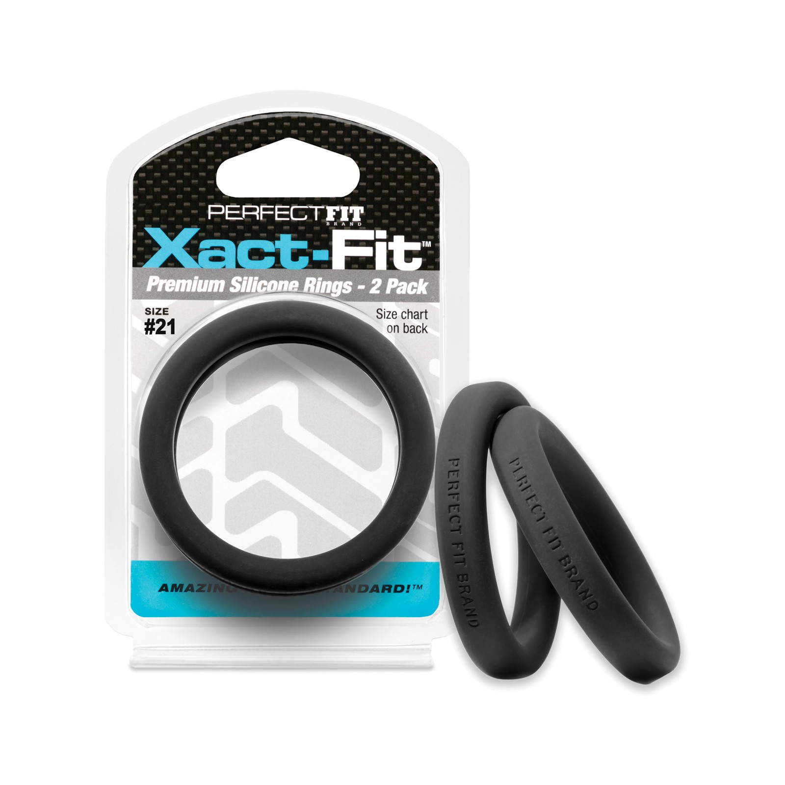 Perfect Fit Xact Fit 21 Pack of 2 Black Cock Rings