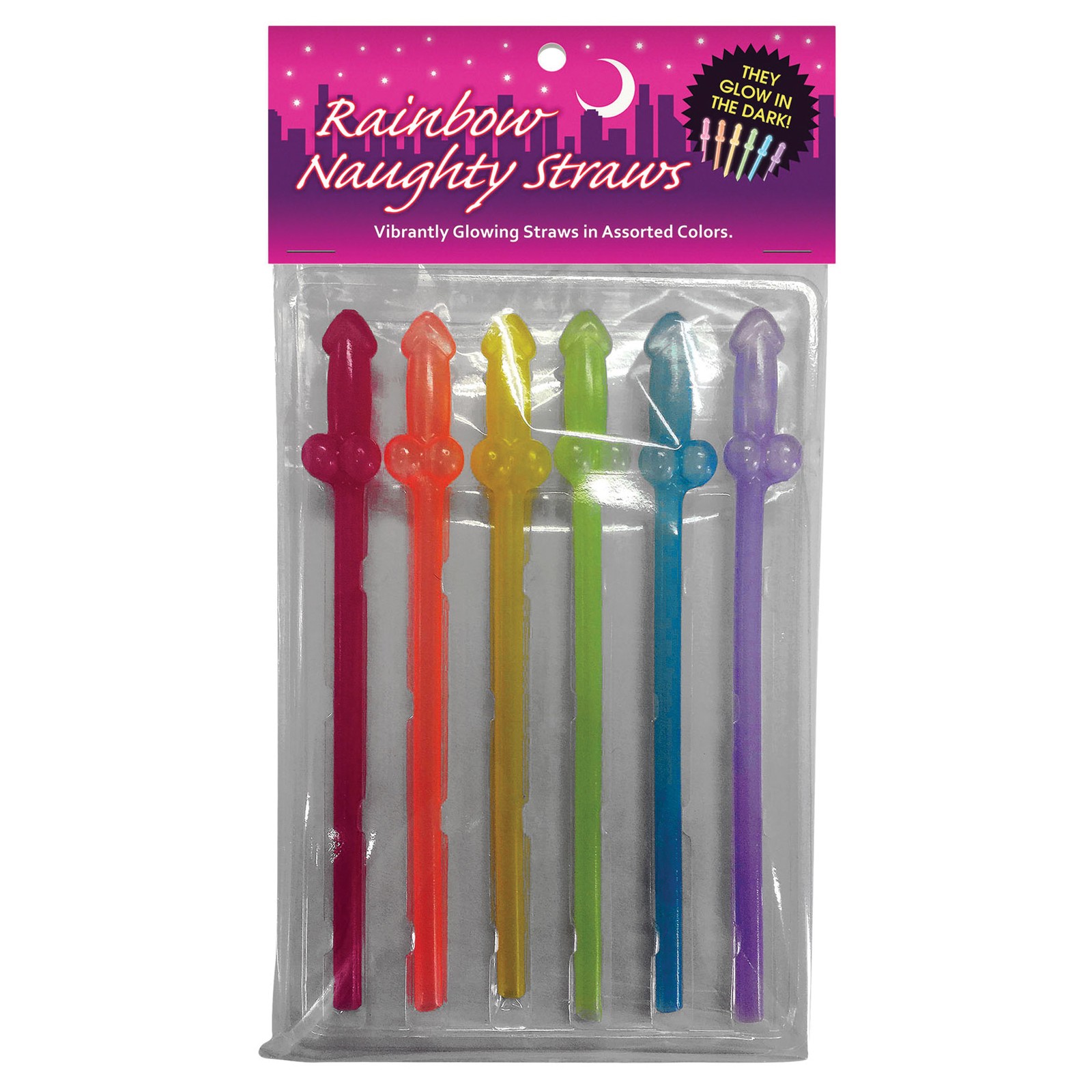 Naughty Glow in the Dark Rainbow Straws