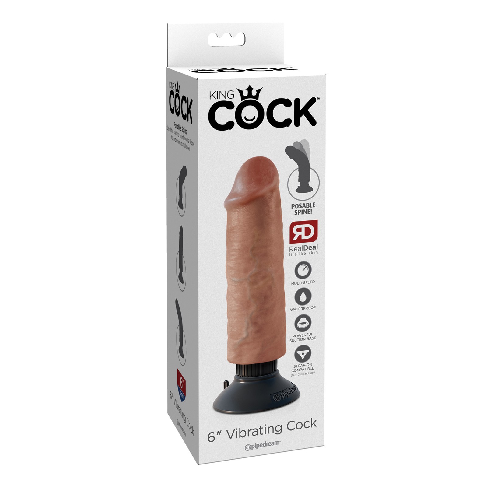 King Cock 6" Vibrating Cock - Tan