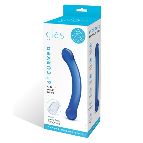 Dildo de Vidrio Curvado de 6 Pulgadas para el Punto G Azul