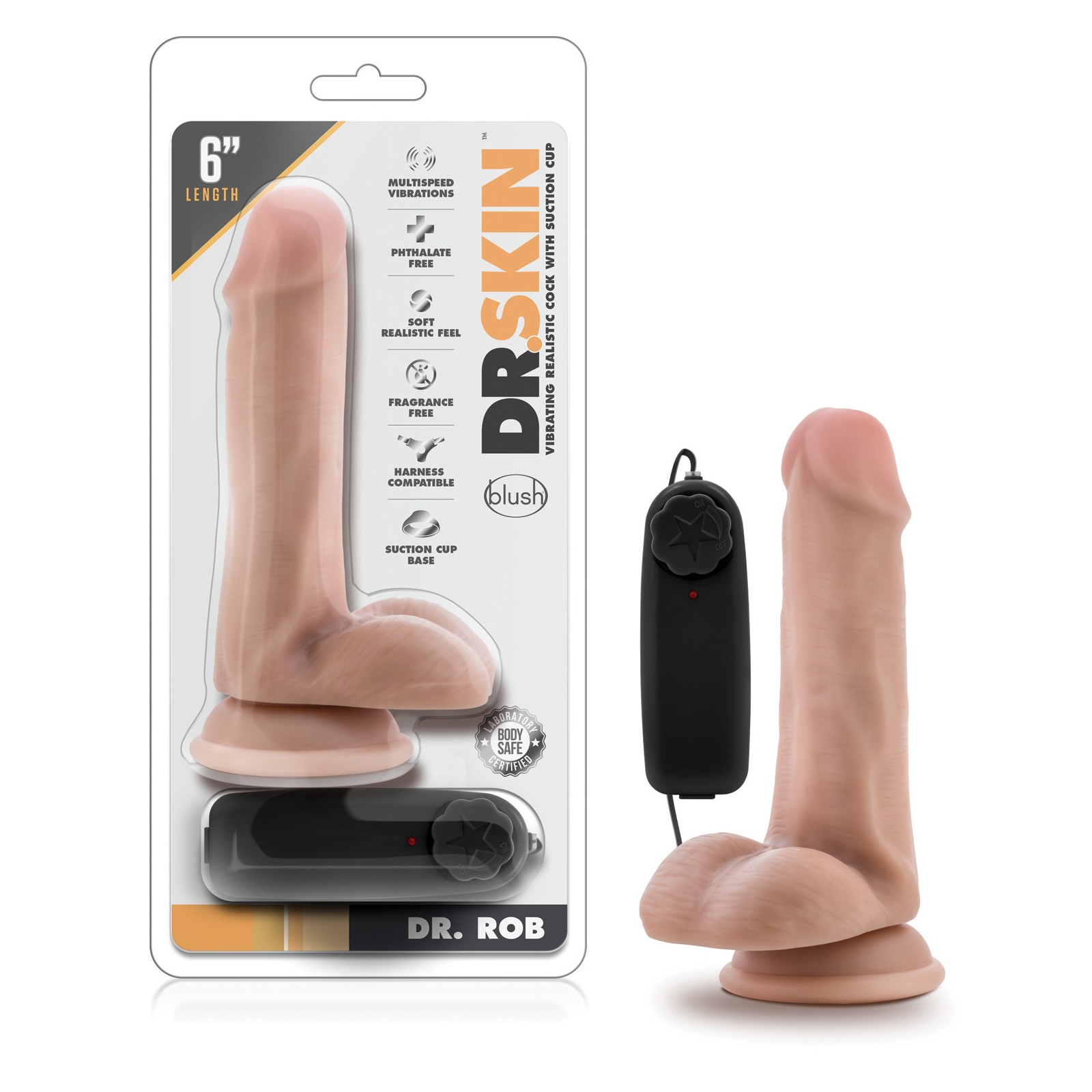 Dr. Skin Pene Vibrador de 6" con Base de Succión