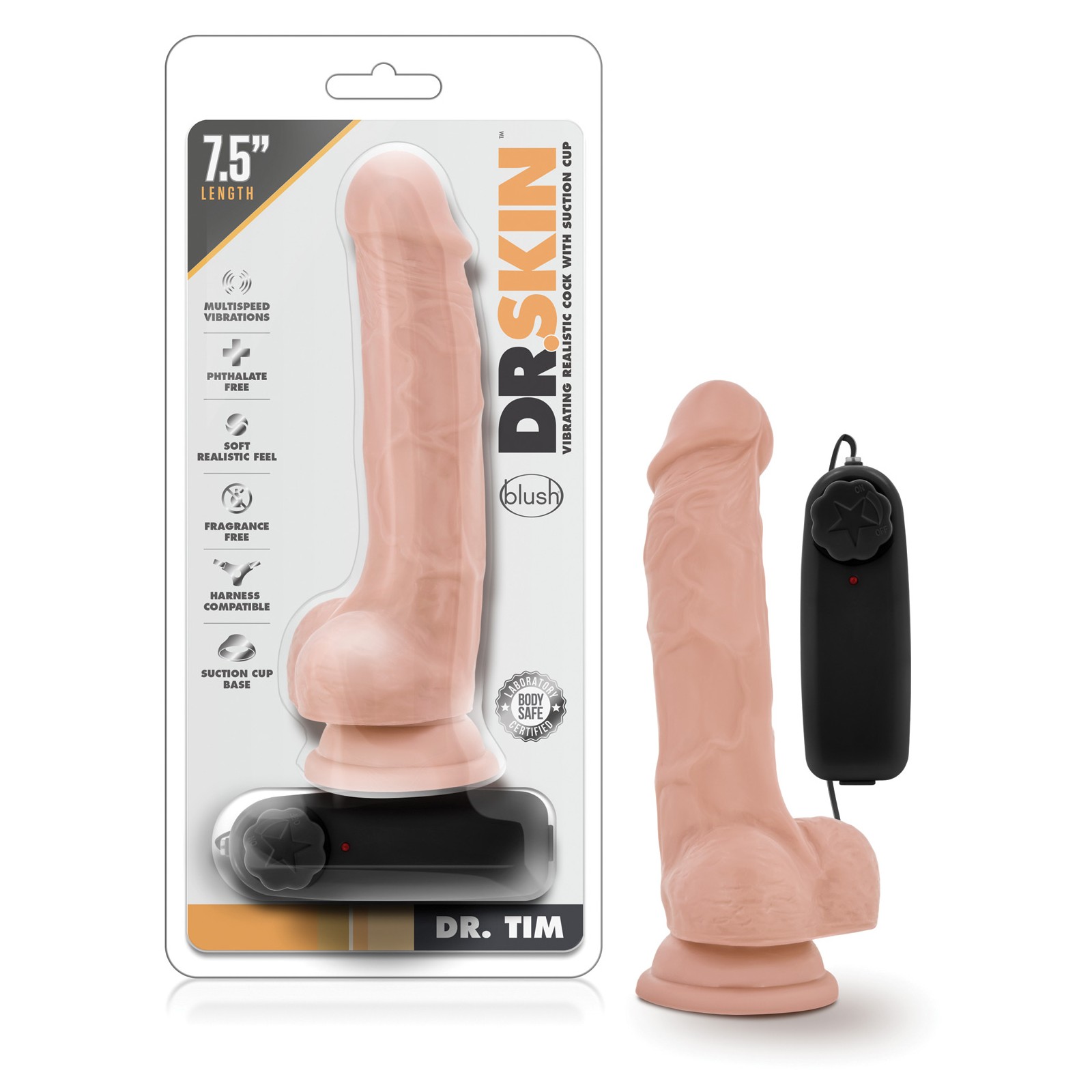 Blush Dr. Skin Dr. Tim 7.5" Pene Vibrador con Ventosa