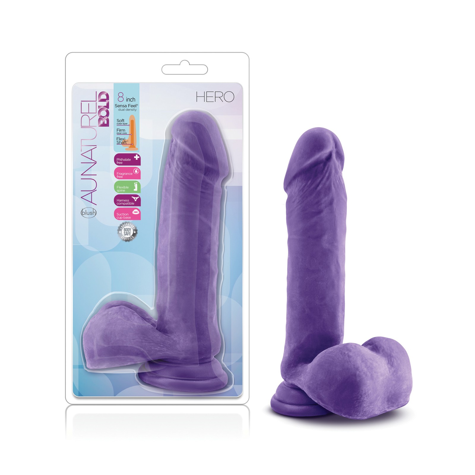 Dildo Blush Au Naturel Bold Hero 8" Morado