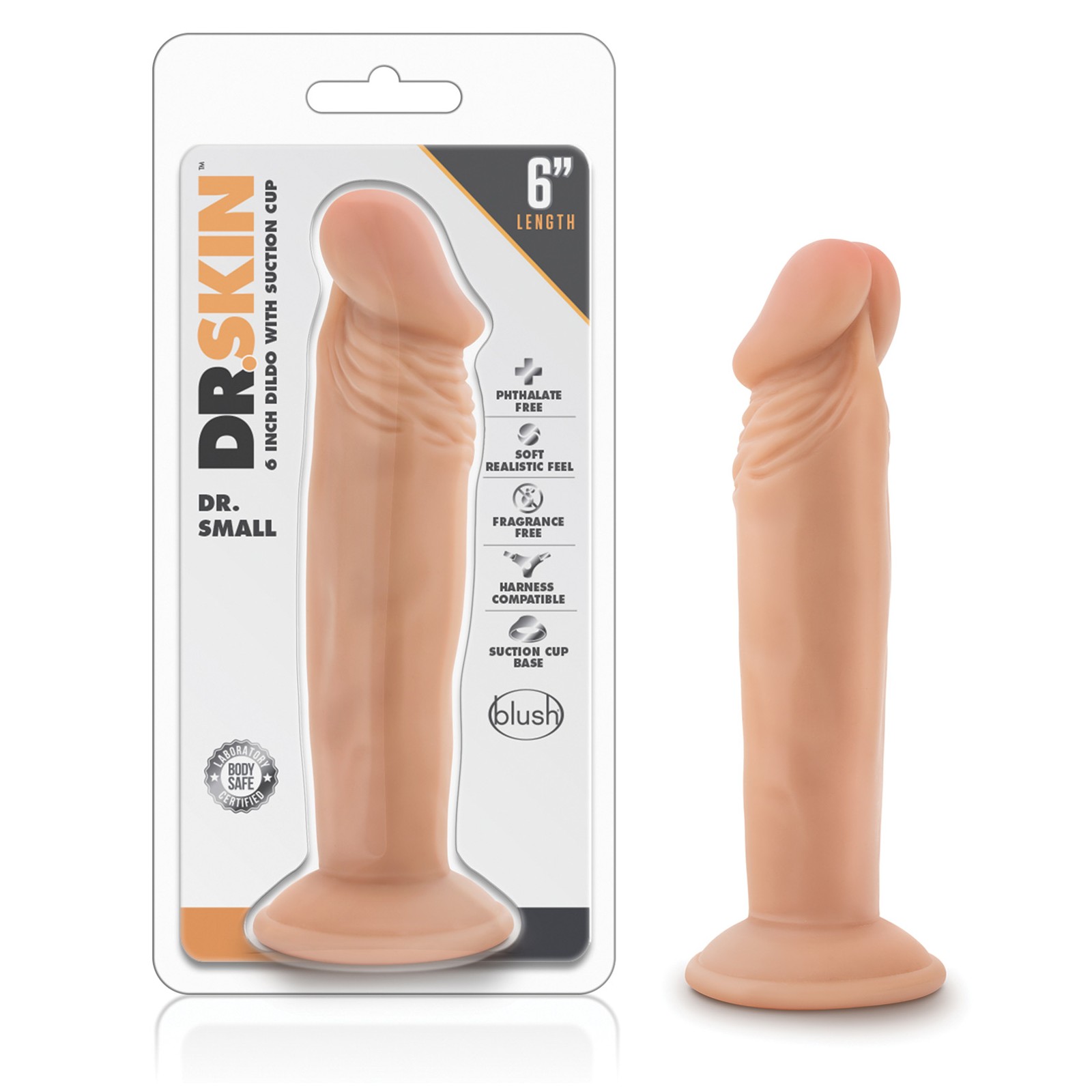 Blush Dr. Skin Dildo Pequeño de 6 Pulgadas Vainilla - Experiencia Realista