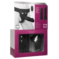 Body Extensions Be Naughty Vibrating 4 Piece Strap On Set Black