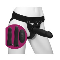 Body Extensions Be Naughty Vibrating 4 Piece Strap On Set Black