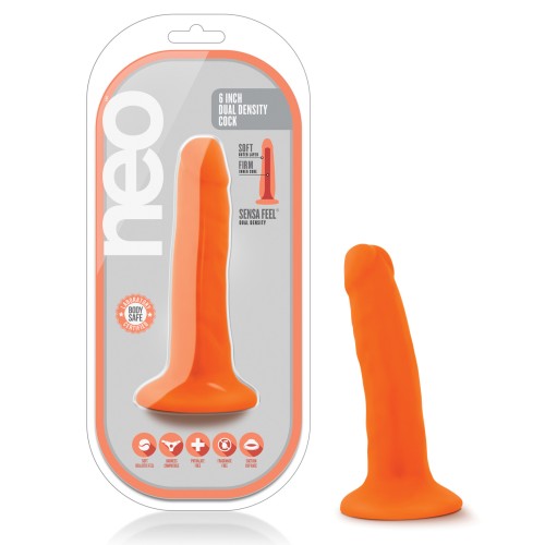 Dildo Blush Neo Densidad Doble de 6" - Naranja Neón