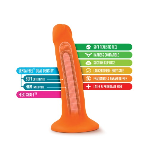 Dildo Blush Neo Densidad Doble de 6" - Naranja Neón