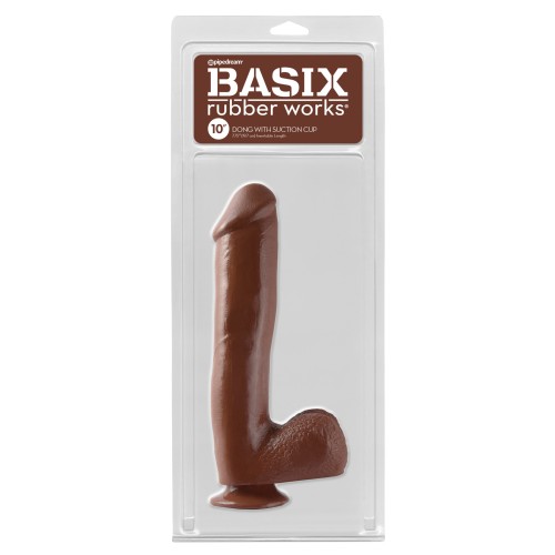 Basix Rubber Works Dong de 10 Pulgadas Marrón - Diversión Sin Manos