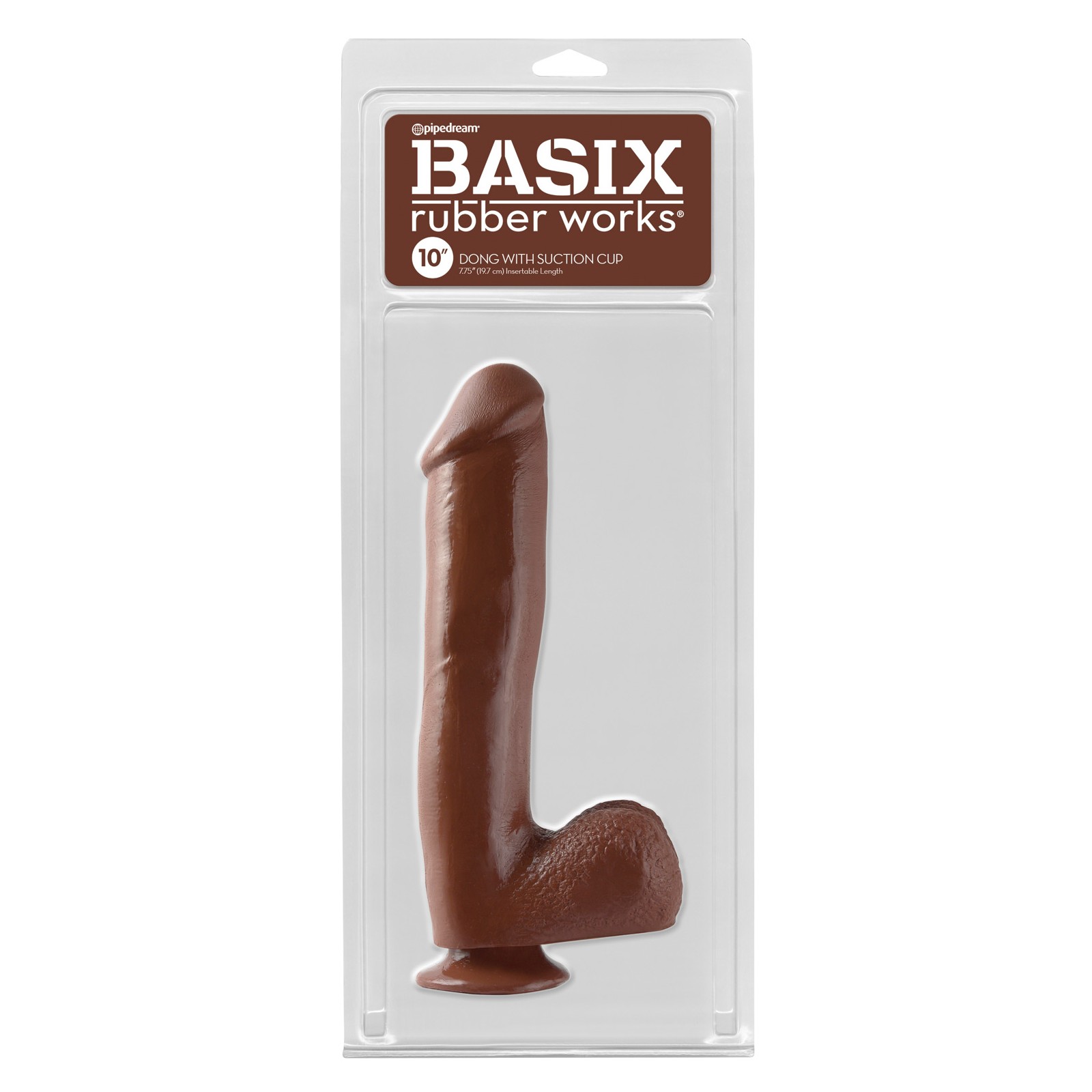 Basix Rubber Works 10 Inch Dong Brown - Hands-Free Fun