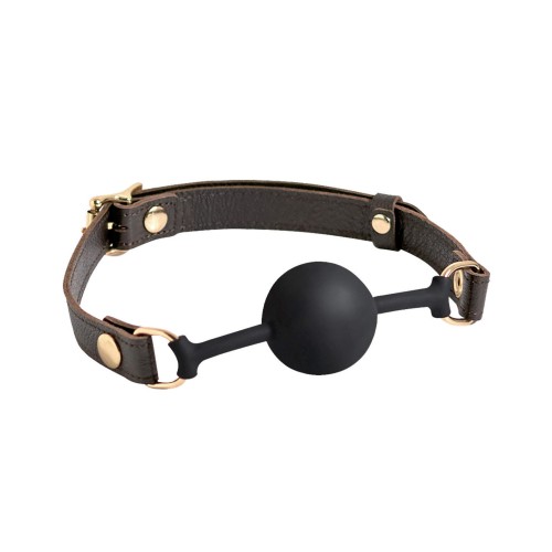 Spartacus Silicone Ball Gag Brown Leather Strap 43mm