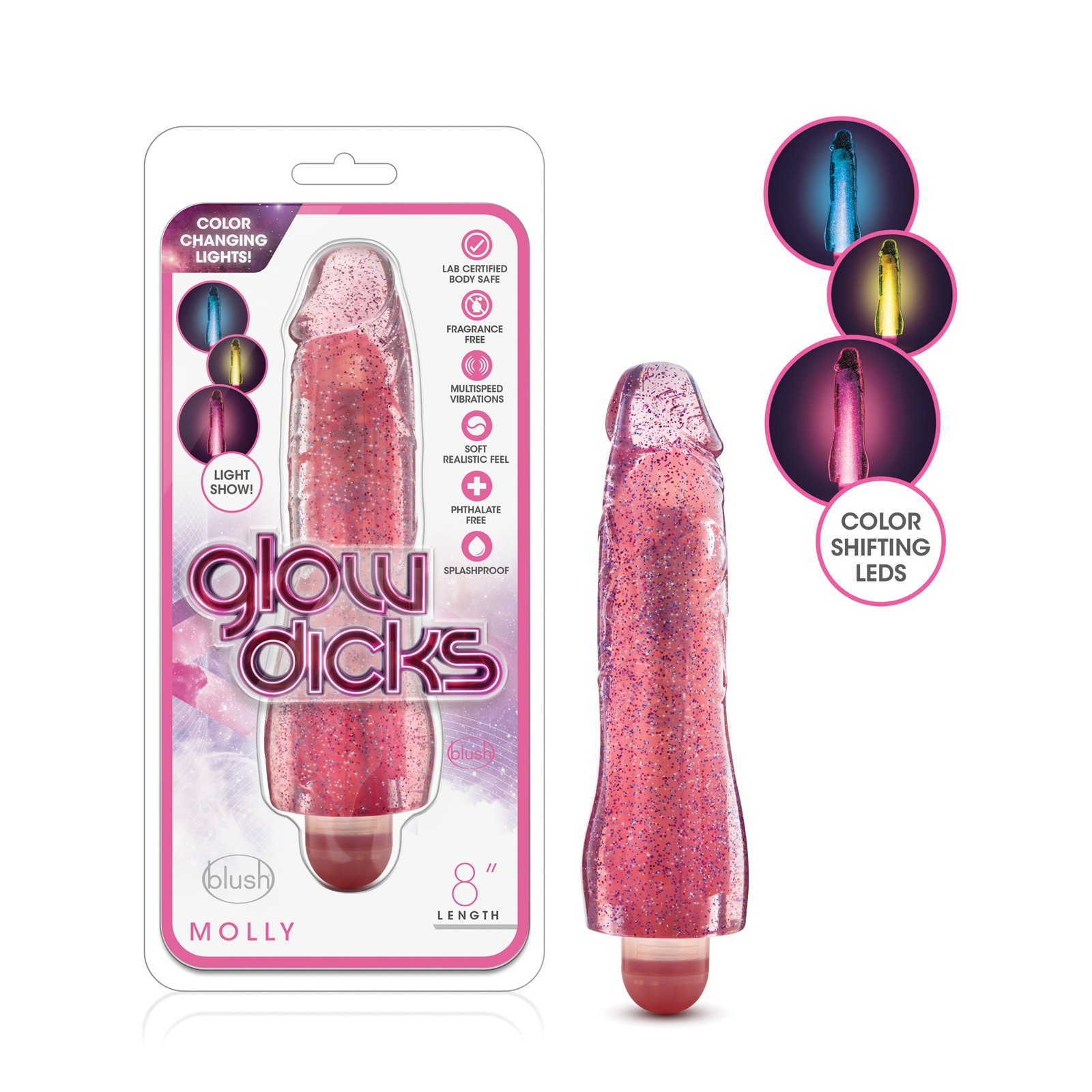 Blush Glow Dicks Glitter Vibrator Molly