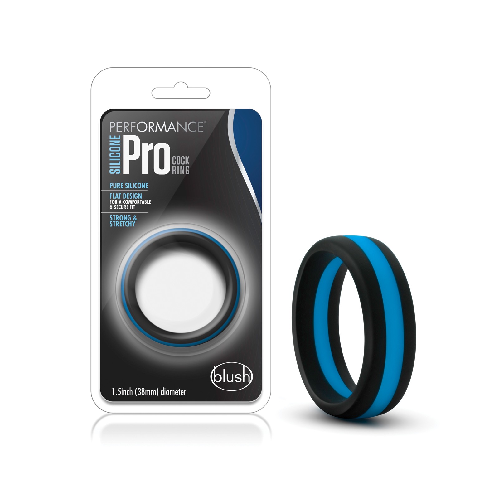 Blush Performance Silicone Go Pro Cock Ring Black Blue