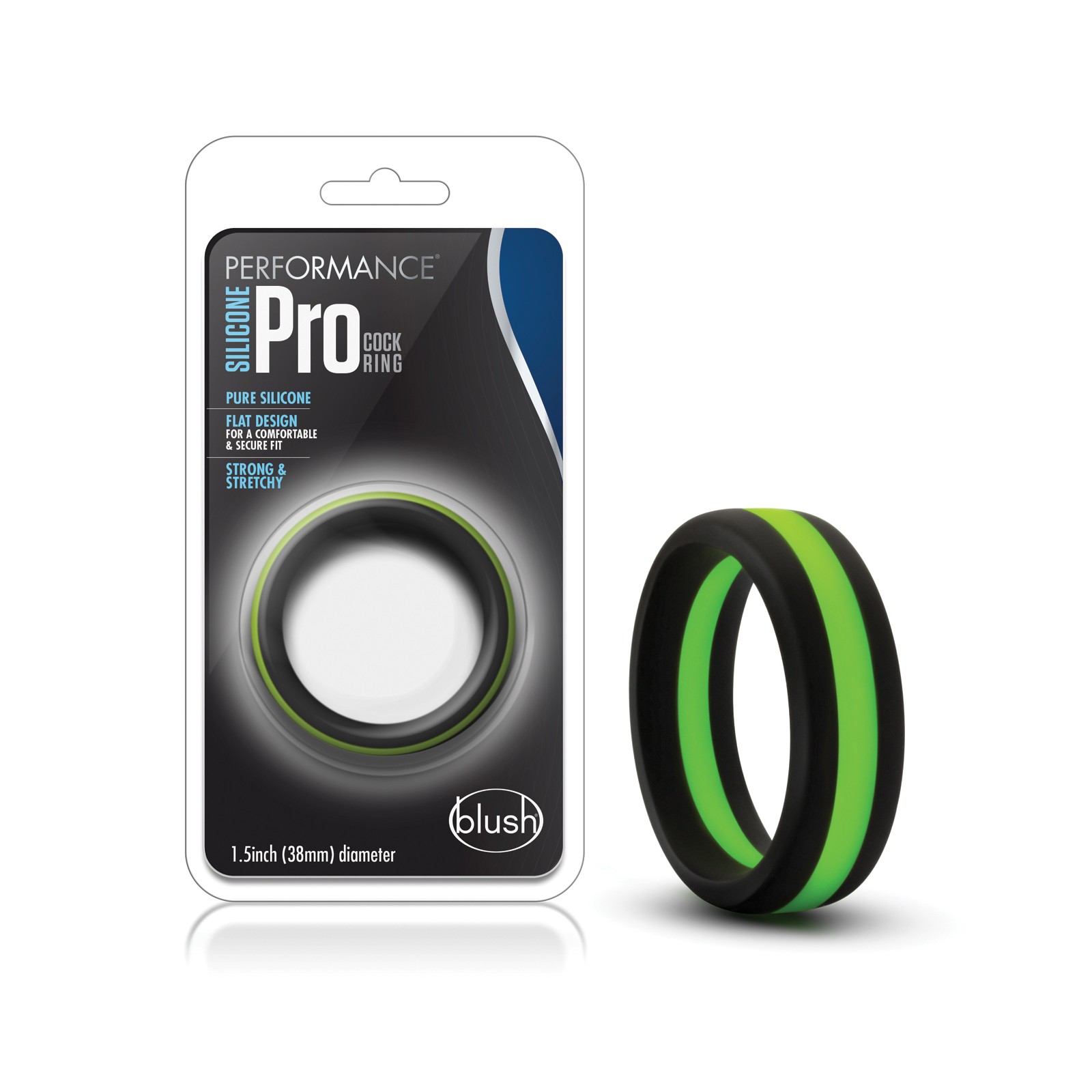 Blush Performance Silicone Cock Ring Black/Green