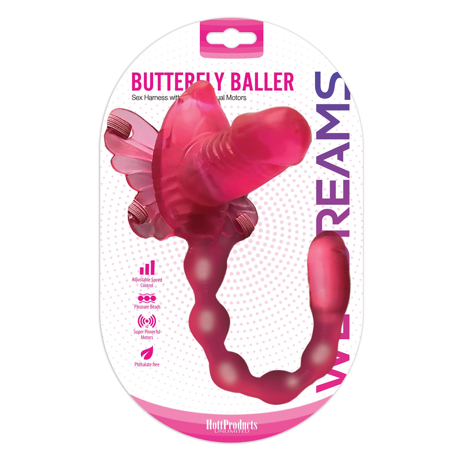 Arnés de Sexo Butterfly Baller de Wet Dreams y Dildo Rosa