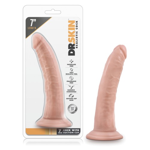 Dildo Realista Dr. Skin 7" con Base de Succión - Vainilla