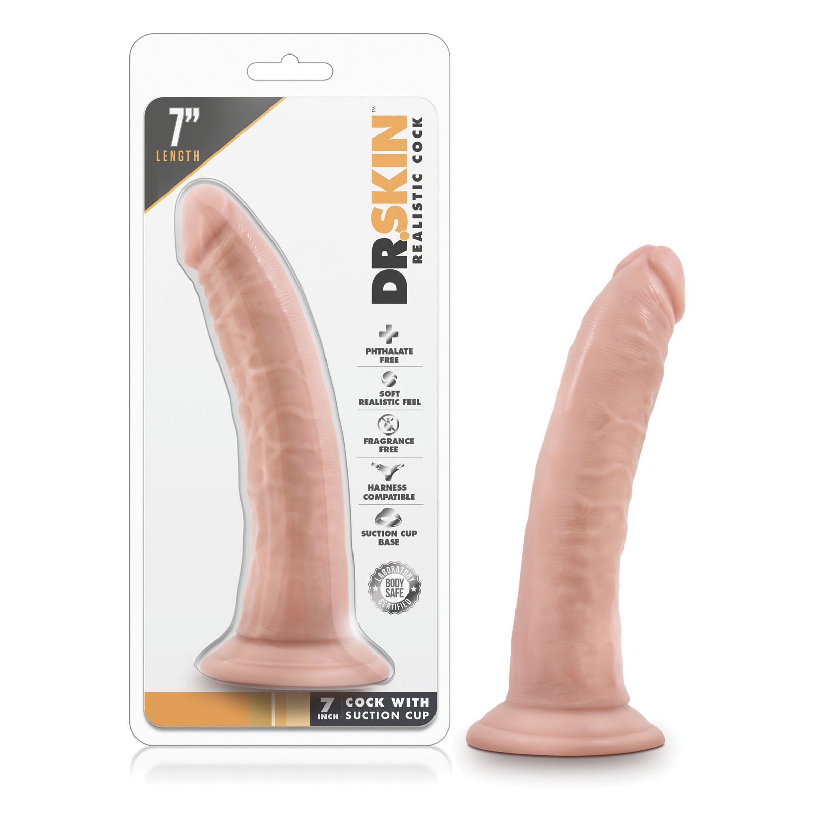 Dildo Realista Dr. Skin 7" con Base de Succión - Vainilla