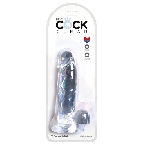 King Cock Clear 7 Inch Cock w/Balls - Realistic Sensation