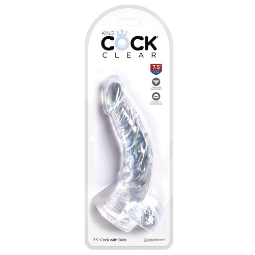 Dildo Realista King Cock Clear de 7.5 Pulgadas con Ventosa