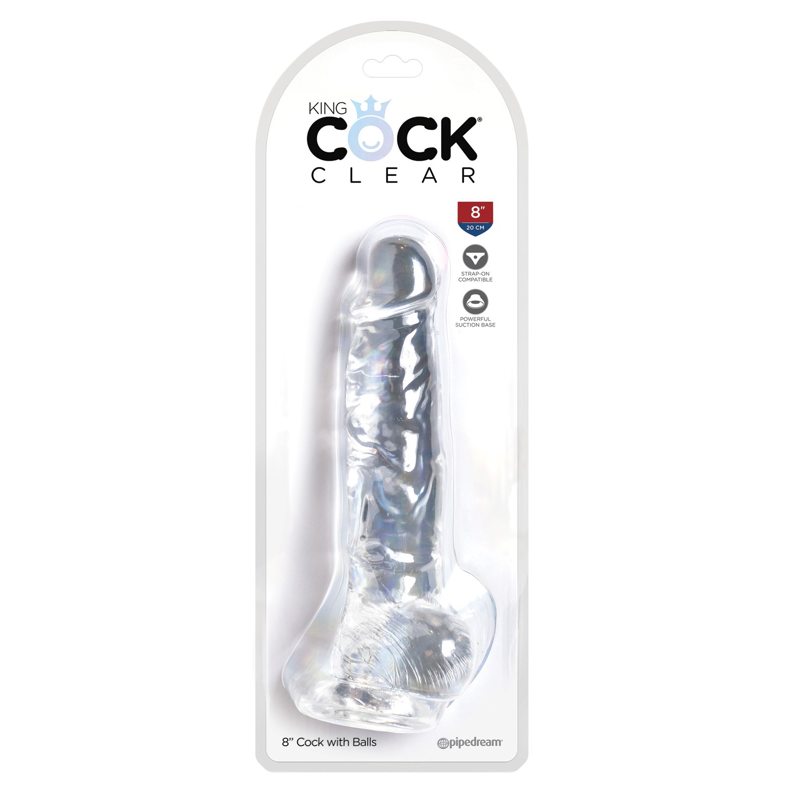 King Cock Clear 8" Pene con Testículos