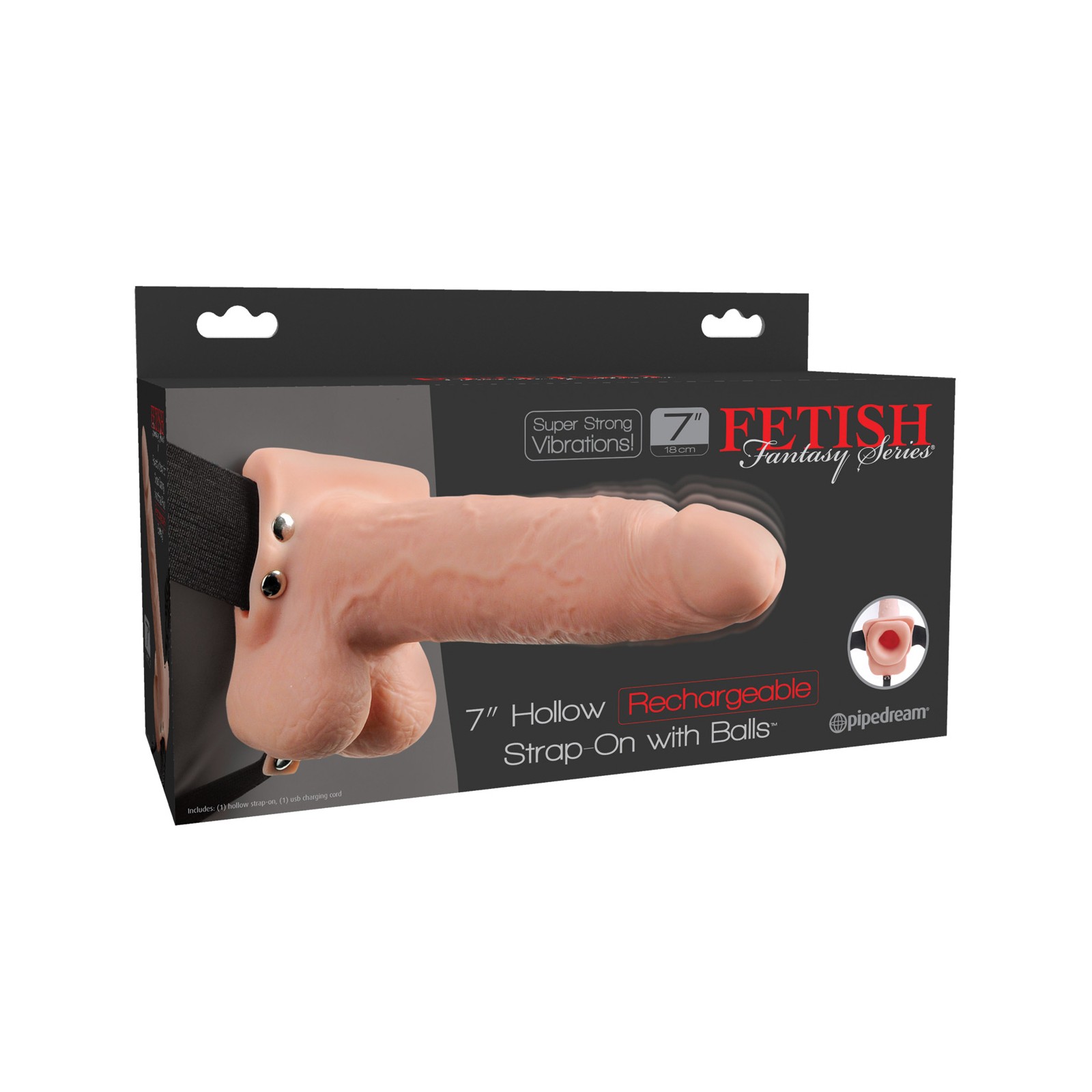 Fetish Fantasy 7" Hollow Rechargeable Strap On for Ultimate Pleasure