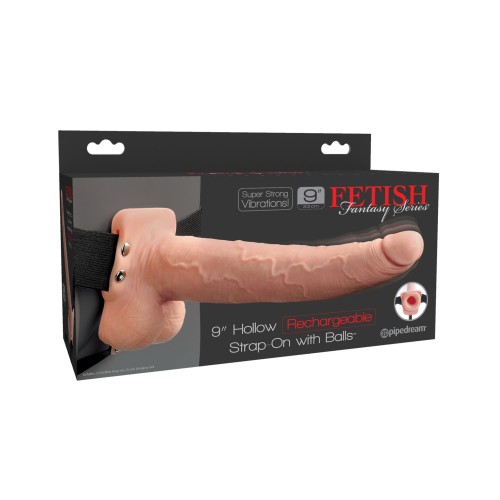 Strap-On Hueco Recargable de 9" - Carne