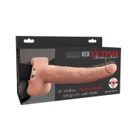 Strap-On Hueco Recargable de 9" - Carne