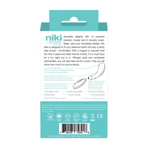 VeDO Niki Rechargeable Panty Vibe - Tease Me Turquoise