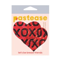 Pastease Glitter XOXO Heart Rojo Negro - Accesorio Divertido para el Cuerpo