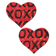 Pastease Glitter XOXO Heart Rojo Negro - Accesorio Divertido para el Cuerpo