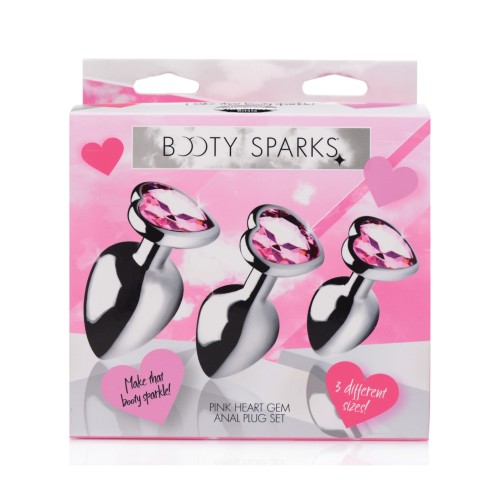 Set Plug Anal Gem Corazón Rosa Booty Sparks