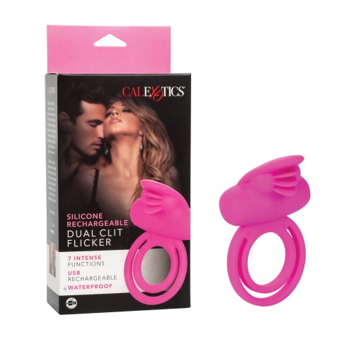 Anillo Dual Estimulador Clitorial Recargable en Rosa para Placer