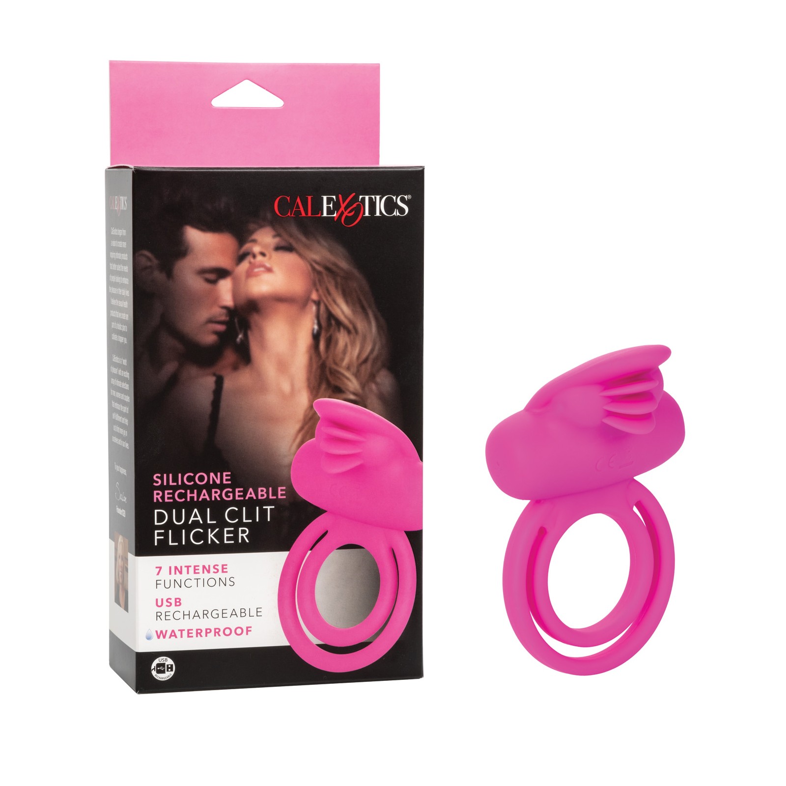 Rechargeable Dual Clit Flicker Enhancer in Pink for Pleasure