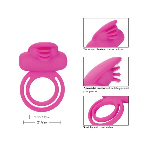 Anillo Dual Estimulador Clitorial Recargable en Rosa para Placer