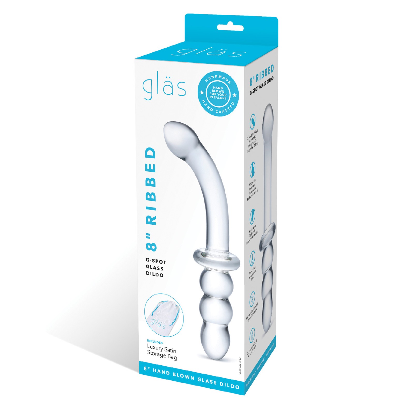 Dildo de Vidrio Ribeteado para G-Spot de 8"