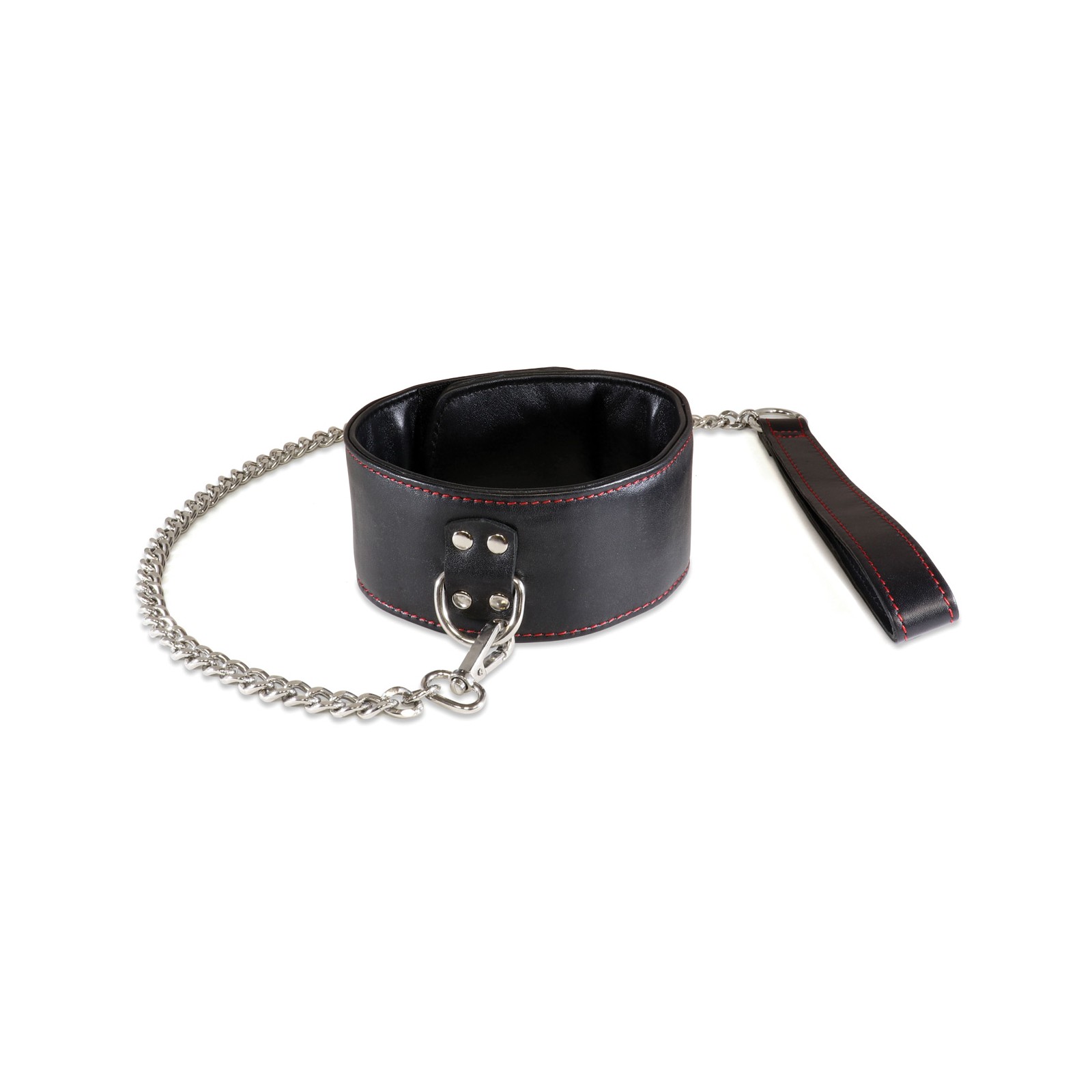 Collar de Cueros de Cordero Sultra de 2.5'' con Cadena de 24'' - Negro