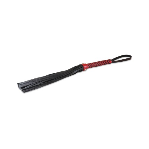 Flogger de Piel de Cordero Sultra con Empuñadura Clásica - Negro y Rojo