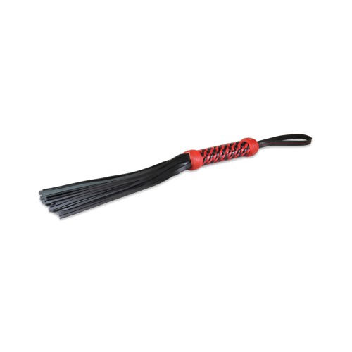 Flogger de Cuero de Cordero - Negro con Mango Rojo