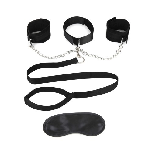 Lux Fetish Bondage Collar, Cuffs & Leash Set