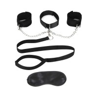 Lux Fetish Bondage Collar, Cuffs & Leash Set