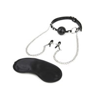 Breathable Ball Gag with Adjustable Nipple Clamps