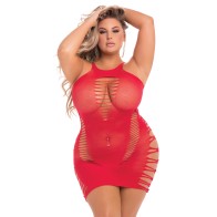 Vestido de Cuello Alto Back 2 Basixxx de Pink Lipstick - Rojo