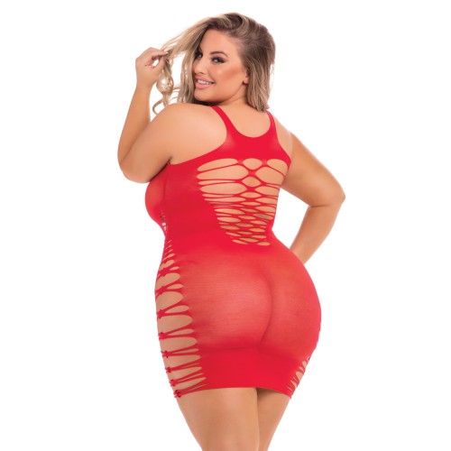 Pink Lipstick Back 2 Basixxx Hi Neck Dress - Red