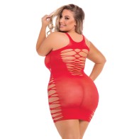 Pink Lipstick Back 2 Basixxx Hi Neck Dress - Red